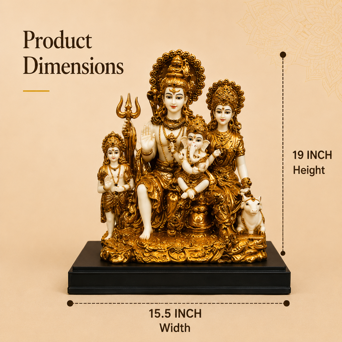 Shiv Parivar Idol – Premium Gold & Ivory Divine Family Statue