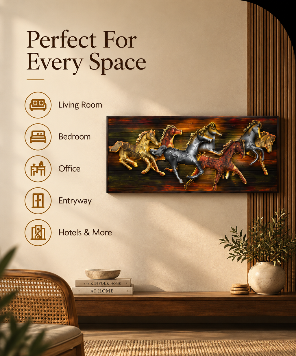 Seven Horses Metal Wall Art – Power & Freedom Statement Décor
