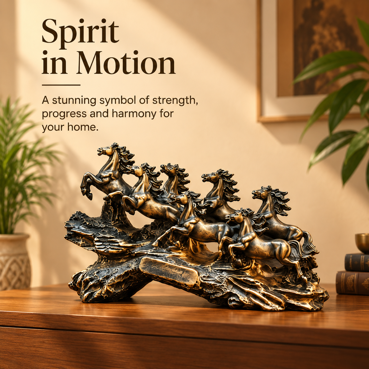 Seven Horses Antique Finish Table Décor – Symbol of Strength & Progress