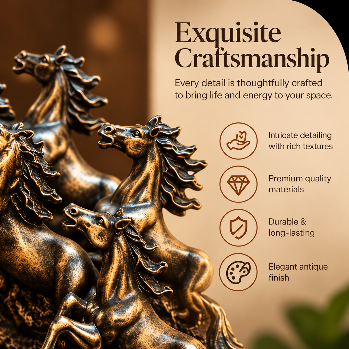 Seven Horses Antique Finish Table Décor – Symbol of Strength & Progress