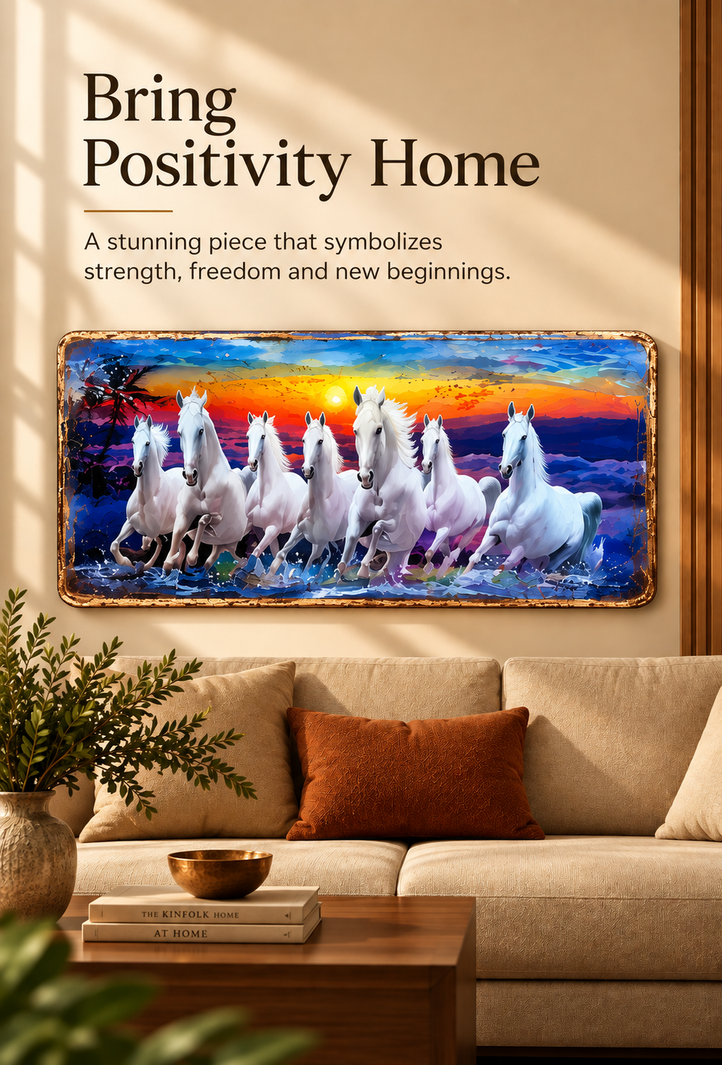 Seven Horses Sunset Wall Art – Symbol of Success & Positivity