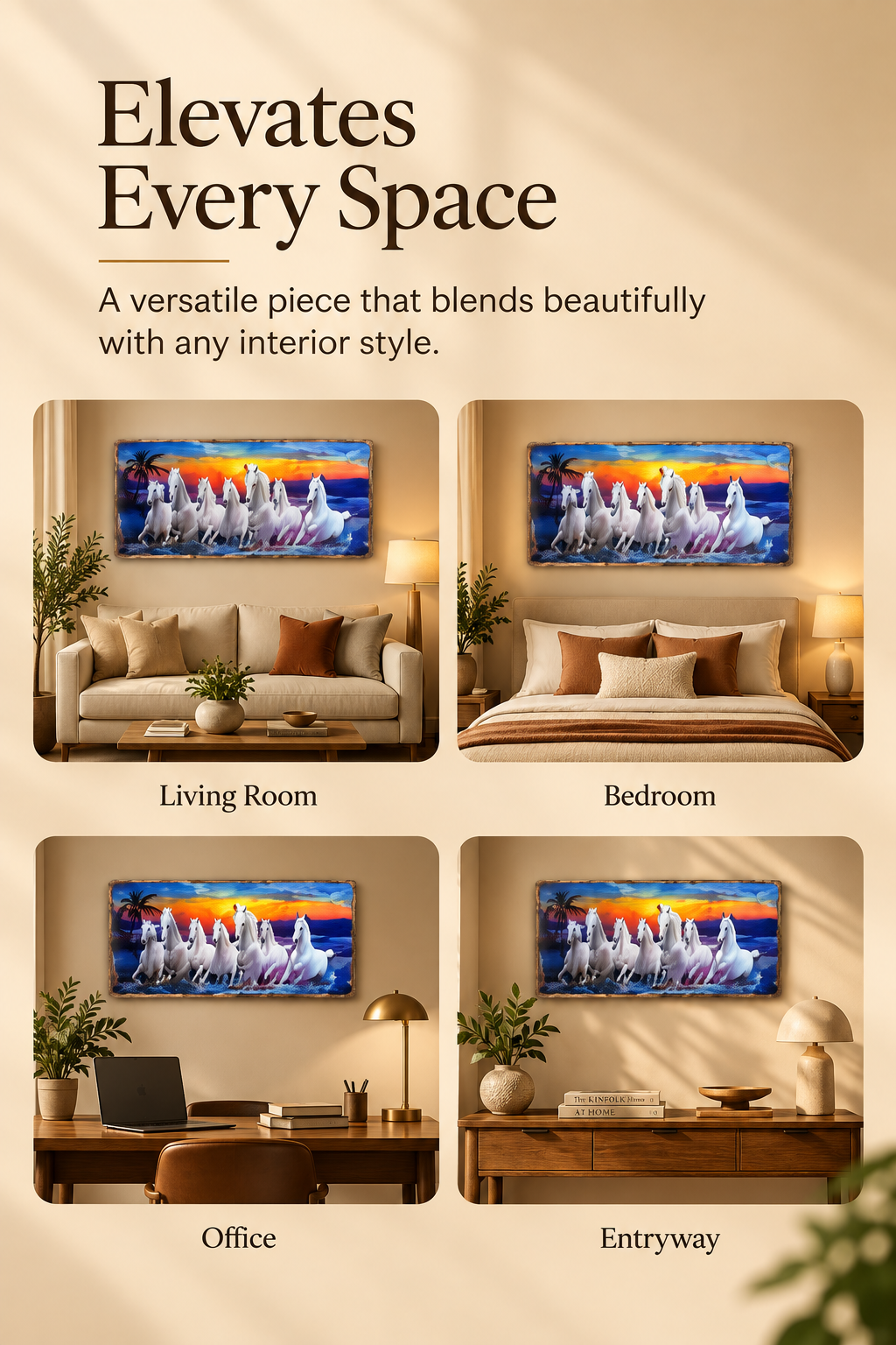 Seven Horses Sunset Wall Art – Symbol of Success & Positivity
