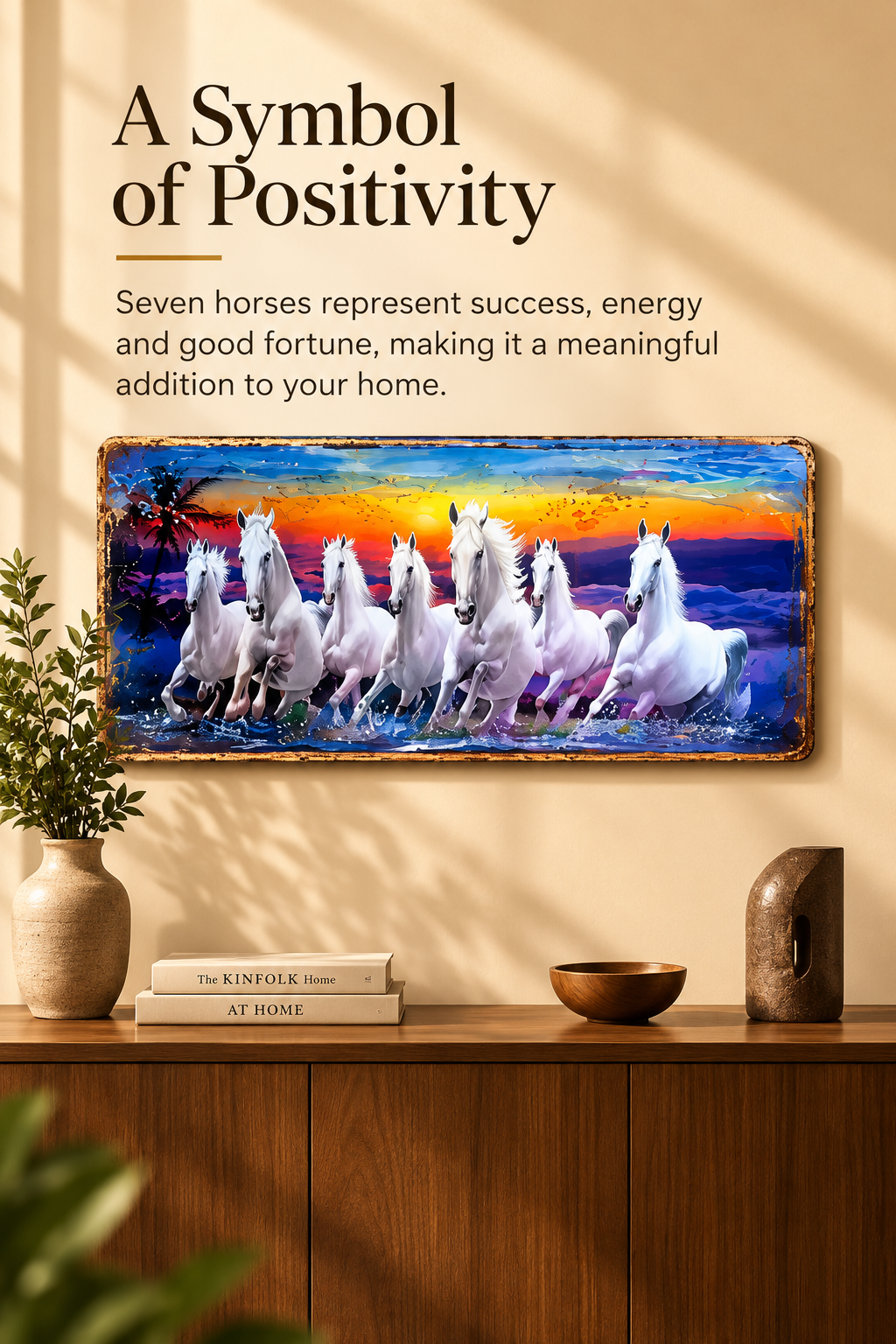 Seven Horses Sunset Wall Art – Symbol of Success & Positivity