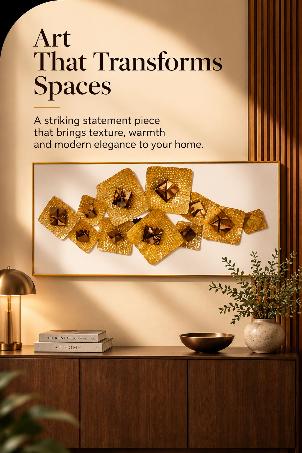 Aurelia Golden Geometric Metal Wall Décor