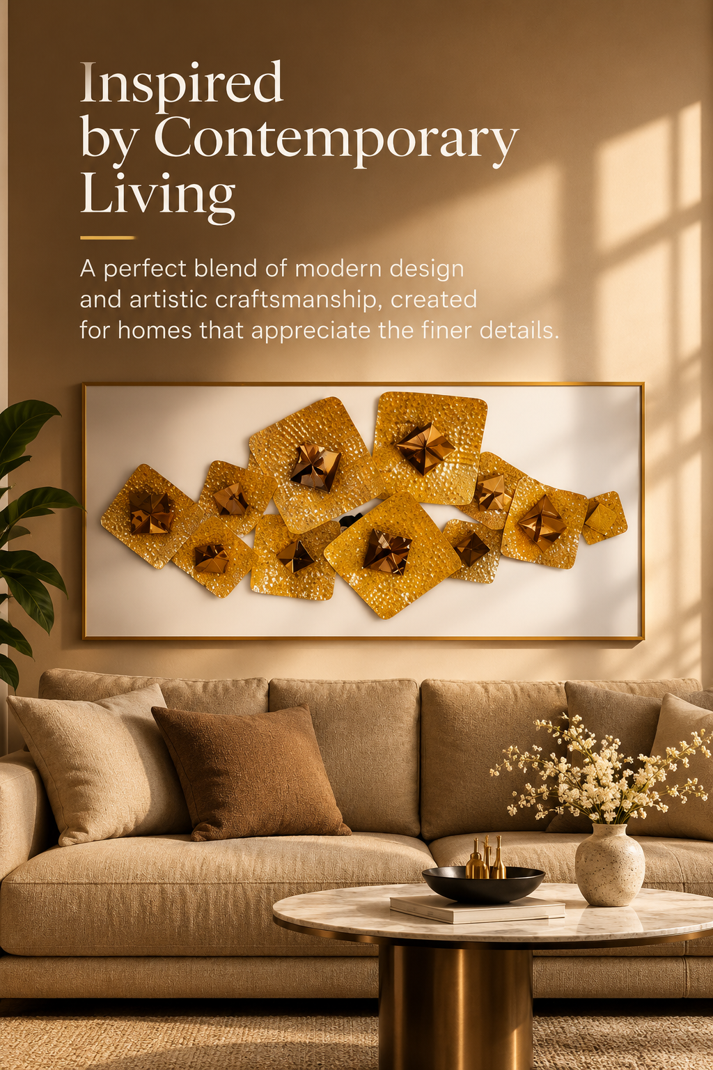 Aurelia Golden Geometric Metal Wall Décor