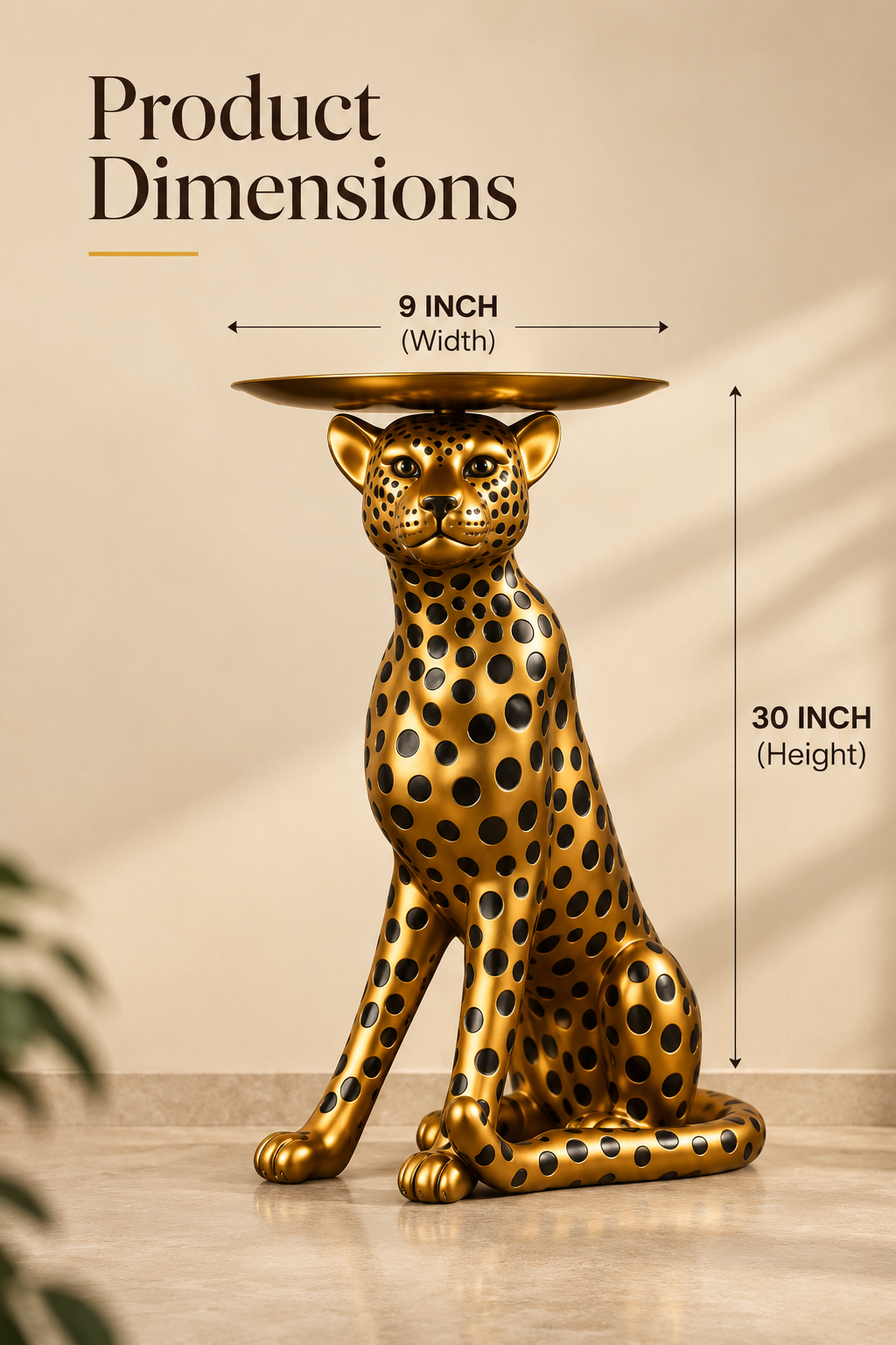 Regal Leopard Gold Accent Table Sculpture