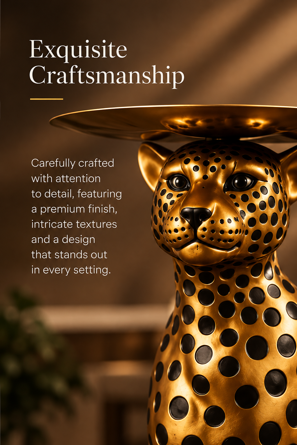 Regal Leopard Gold Accent Table Sculpture