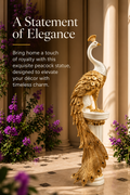 Mayura Royal Gold & Ivory Peacock Floor Sculpture