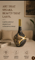 Luxury Black & Gold Marble Decorative Vase – Modern Ceramic Flower Vase