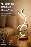 Modern Spiral LED Table Lamp – Gold Minimalist Decorative Desk & Bedside Lamp