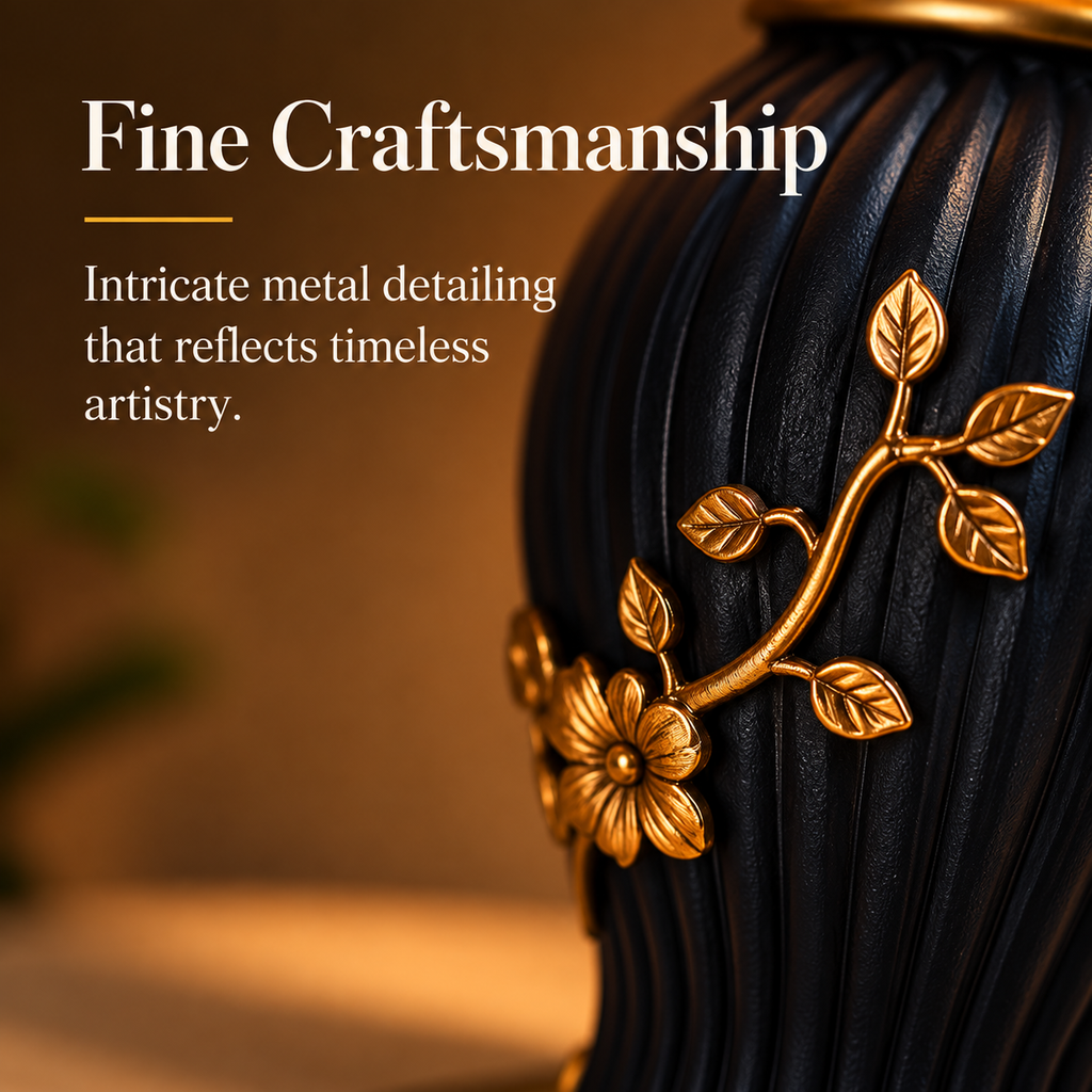 Midnight Bloom Black & Gold Table Lamp