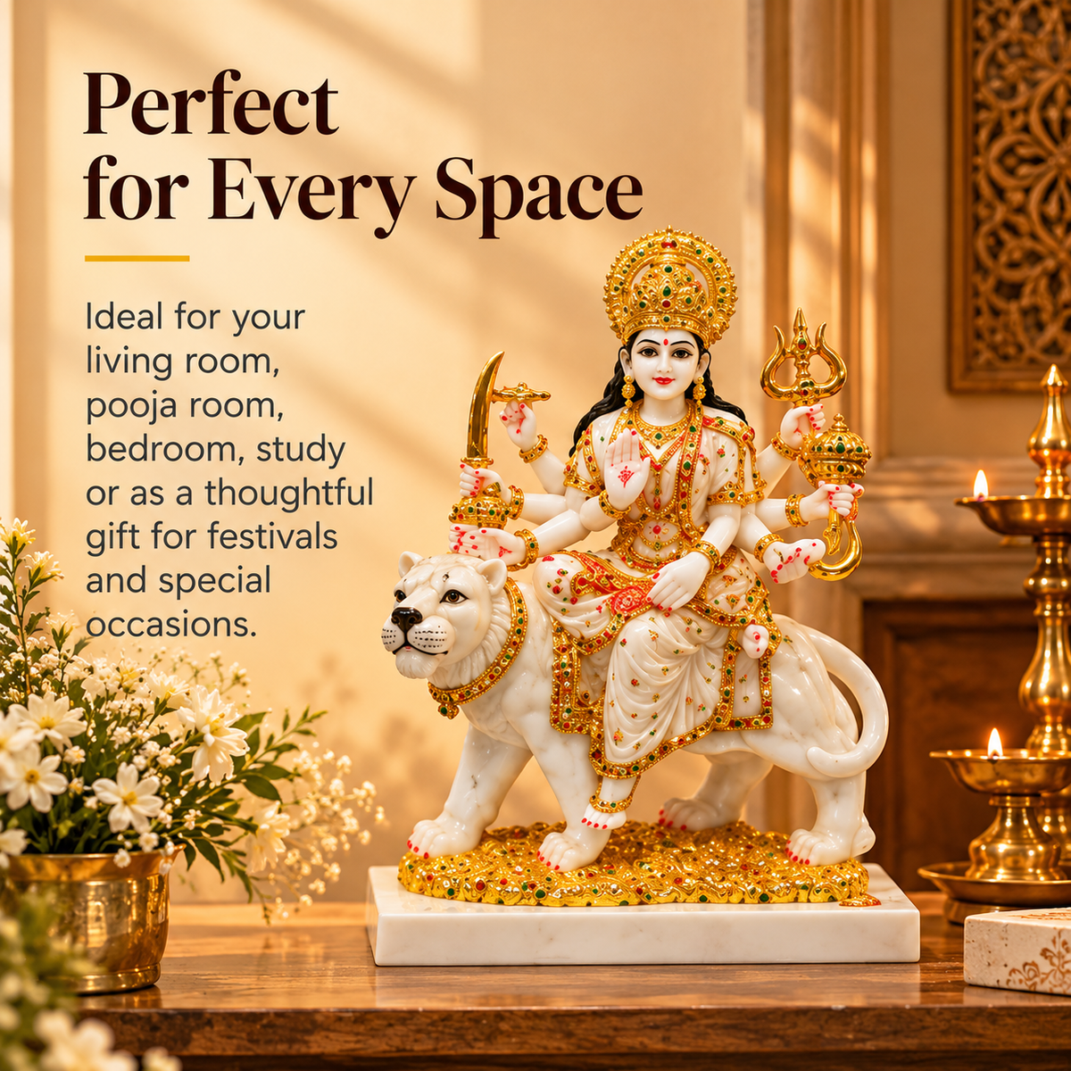 Mata Rani on White Tiger Idol – White & Gold