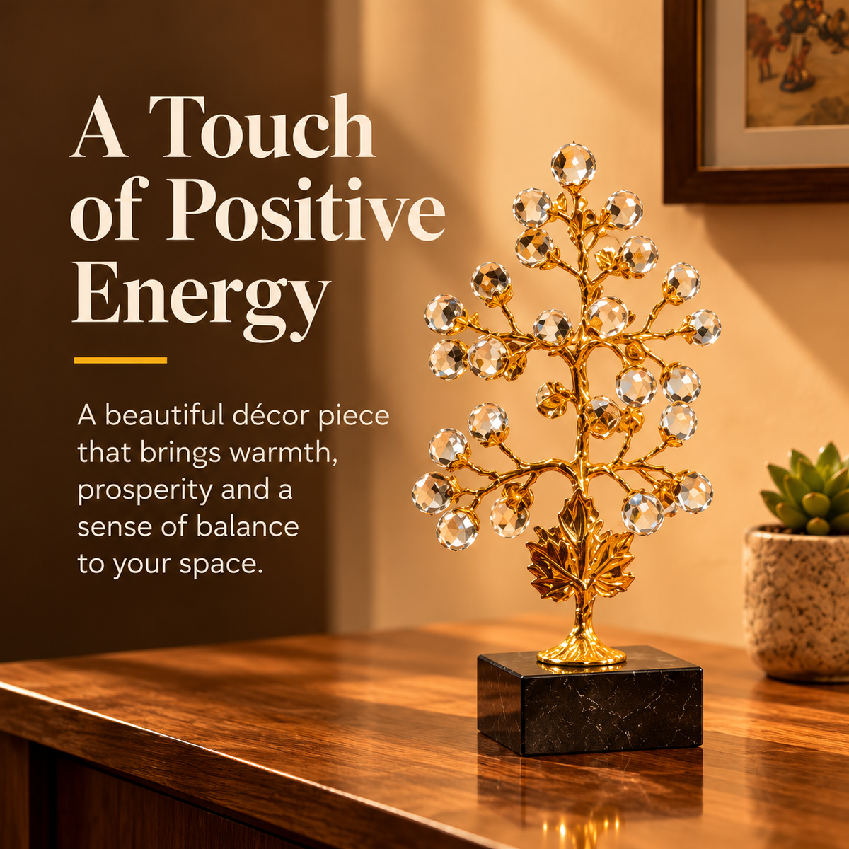 Crystal Tree Décor Showpiece – Gold Finish