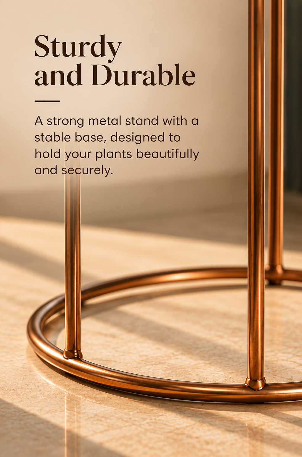 Set of 3 Elevated Planters with Stands – Warm Metallic Finish