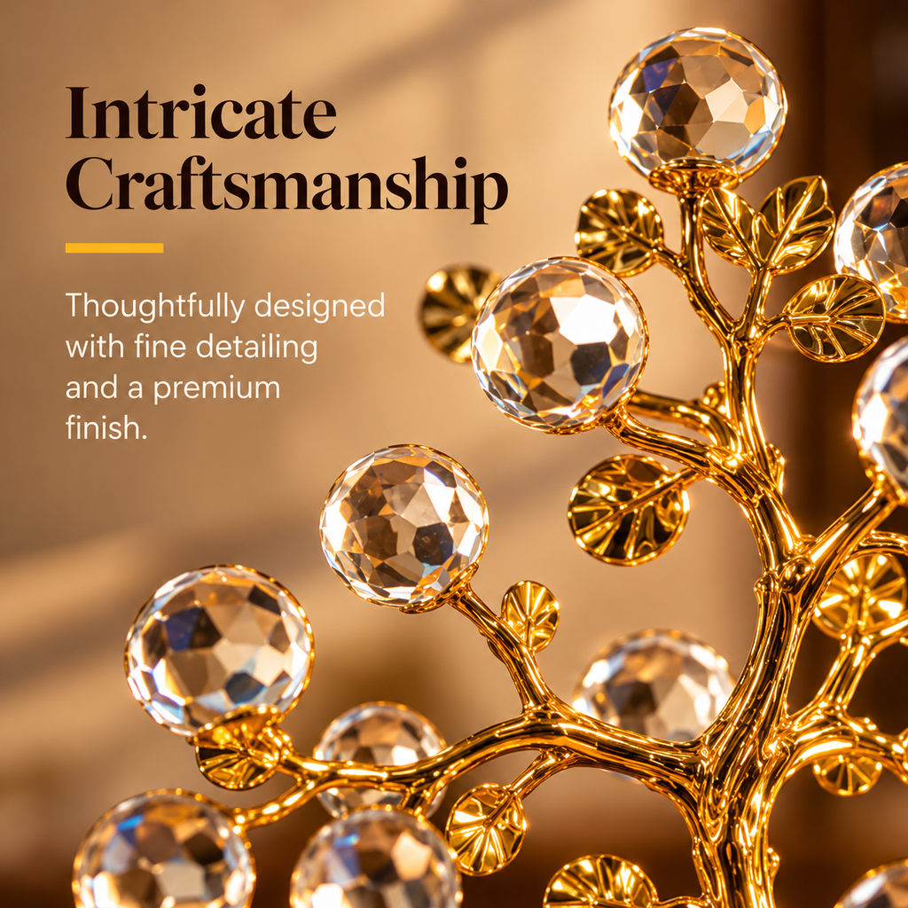Crystal Tree Décor Showpiece – Gold Finish