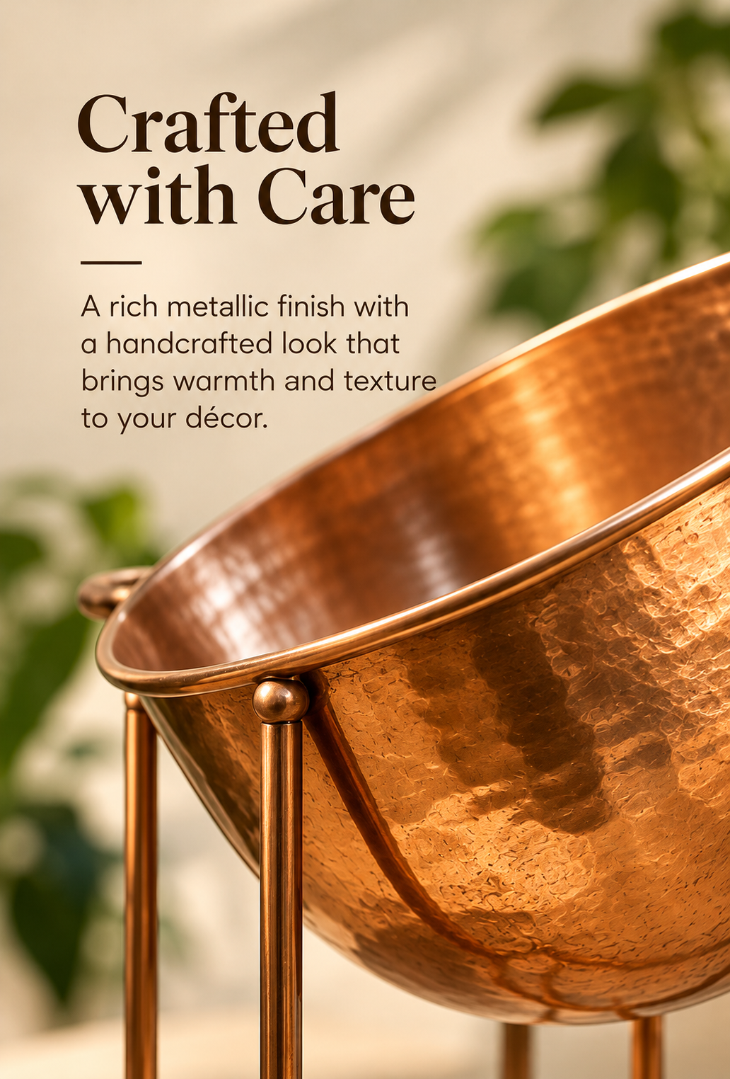 Set of 3 Elevated Planters with Stands – Warm Metallic Finish