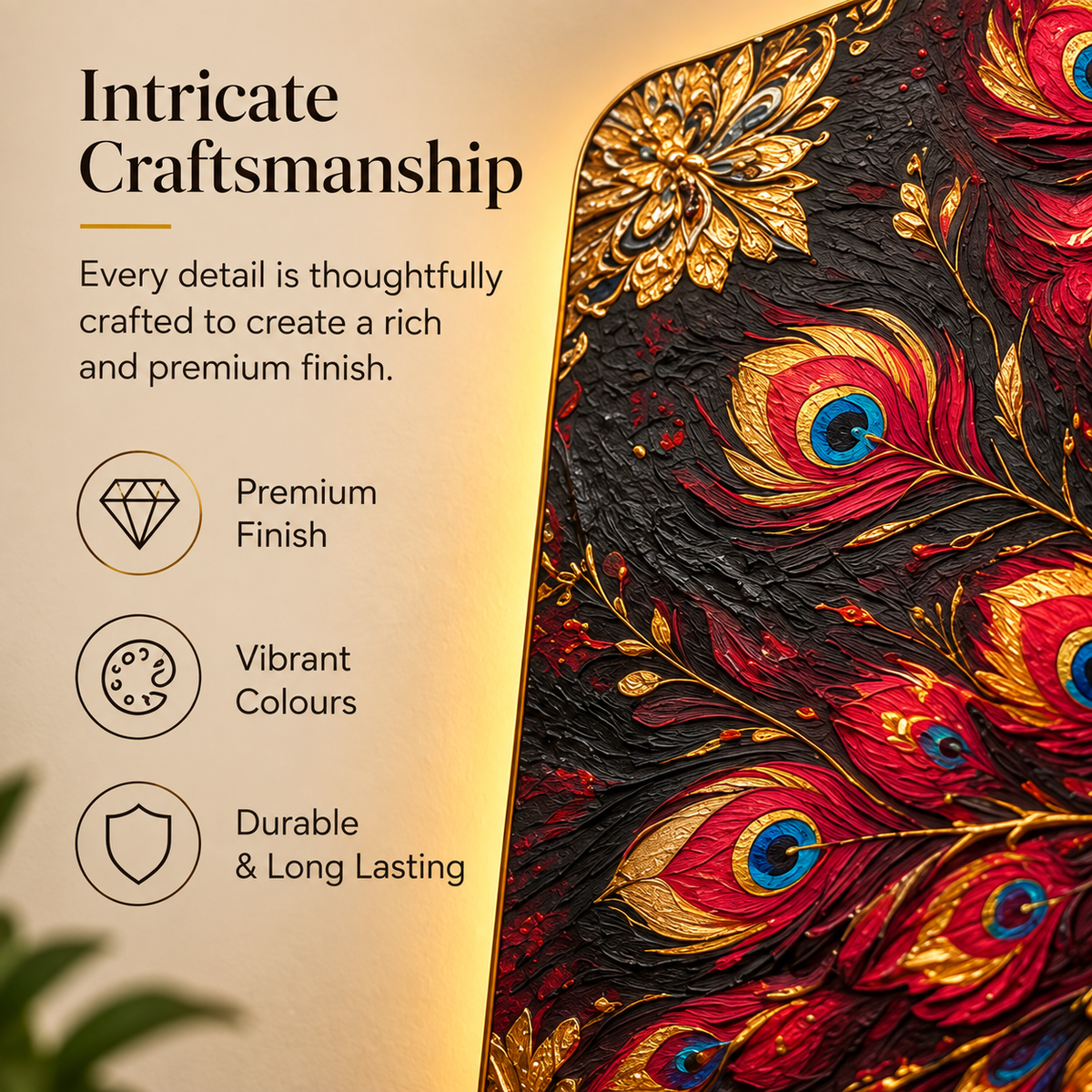 Mayura Radiance Illuminated Peacock Wall Art