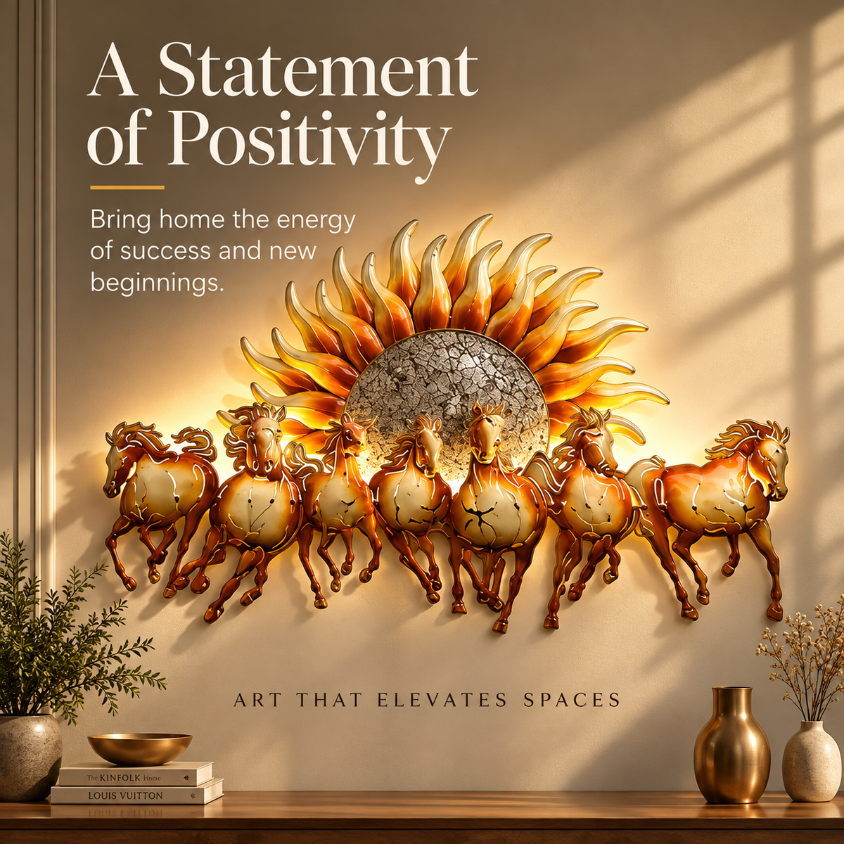 Seven Horses Sunburst Wall Décor